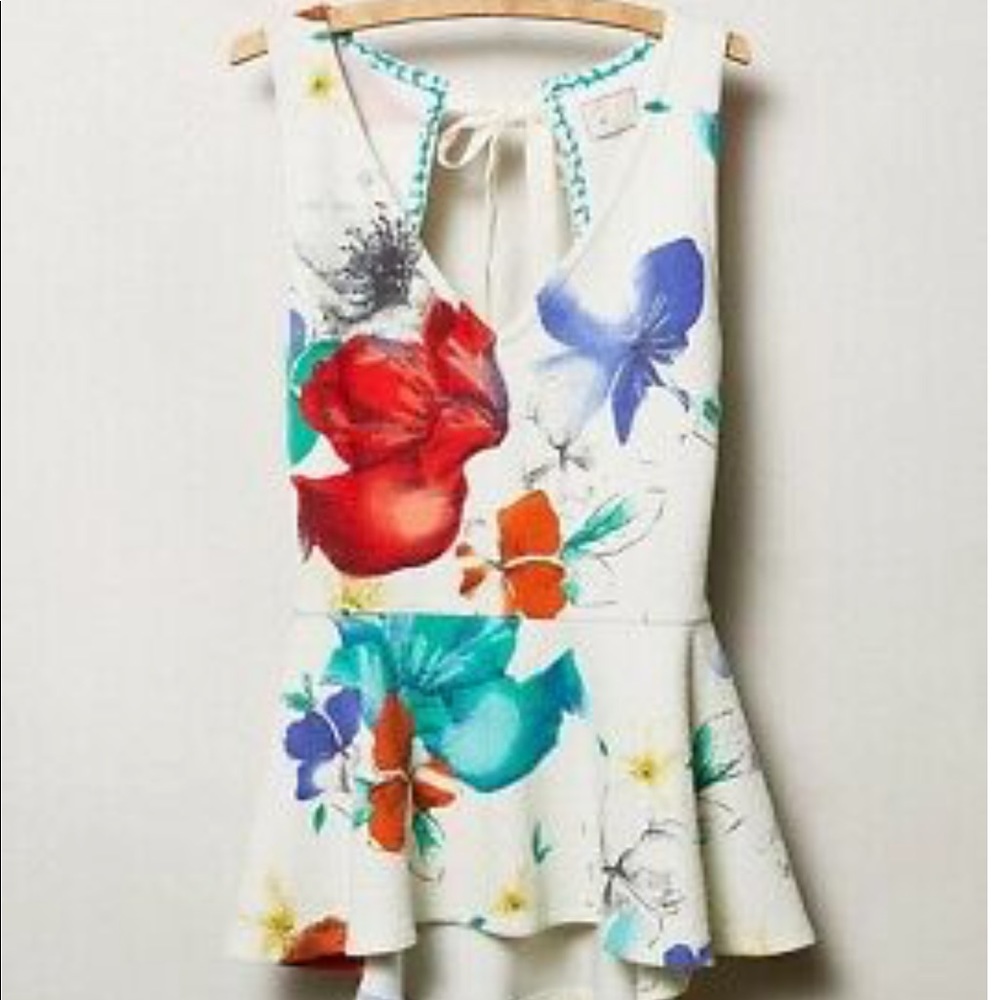 Postmark Anthropologie Flynn Floral Peplum Tank